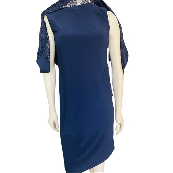 R & M Richards Embellish Women’s Cape Shift Dress - Picture 10 of 10